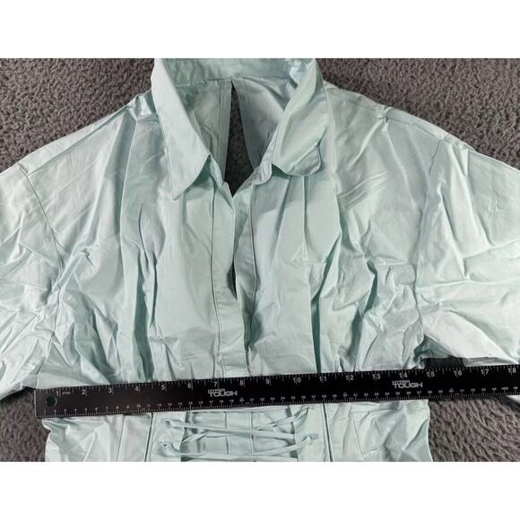 Shein Shirt Dress Women Medium Corset Front Collared Long Sleeve Open Back - Picture 3 of 8